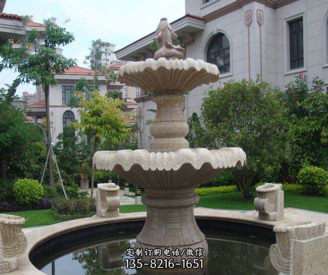 别墅景观石雕多层喷泉雕塑图片