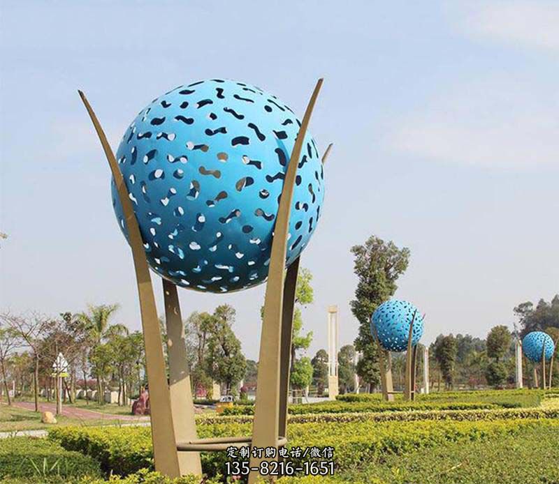广场不锈钢大型创意镂空圆球景观雕塑