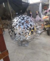 不锈钢五星镂空球雕塑