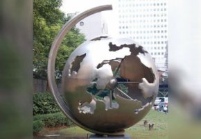 不锈钢企业抽象地球仪雕塑