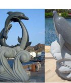 公园景观石雕海豚
