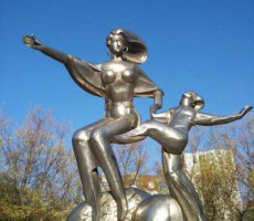 不锈钢跳舞公园运动雕塑