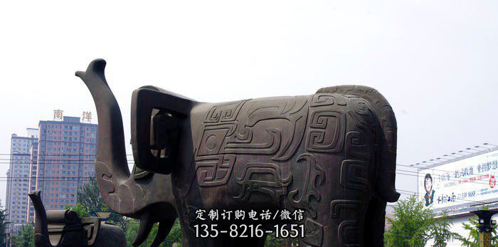 广场抽象大象动物铜雕