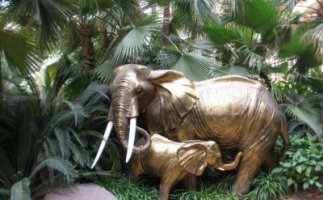 公园母子大象动物铜雕