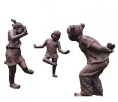 铜雕公园玩耍儿童雕塑