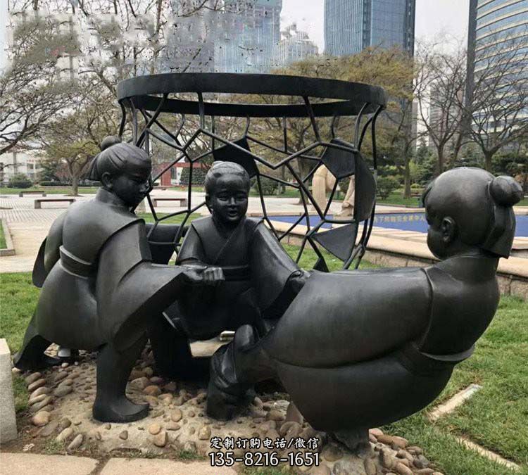 铸铜公园司马光砸缸儿童雕塑
