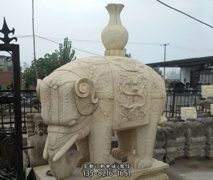石雕/大象/小象：石雕母子象为什么备受园林景观的青睐？