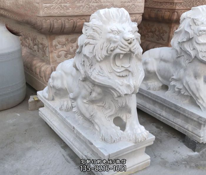 汉白玉欧式门口西洋狮子石雕图片