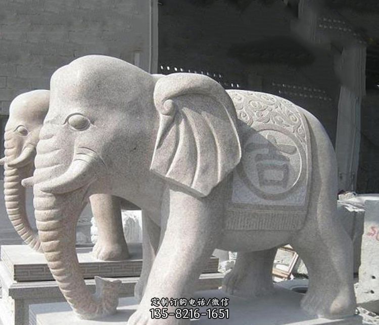 吉祥大理石大象石雕图片