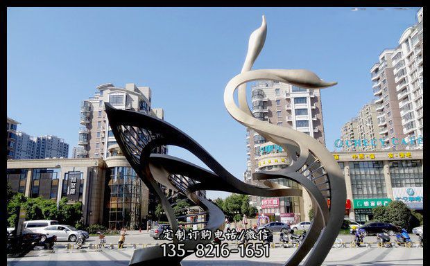 城市不锈钢抽象天鹅雕塑