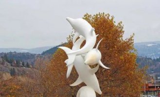 公园不锈钢海豚动物雕塑
