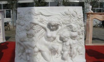 西方女人与孩子汉白玉浮雕