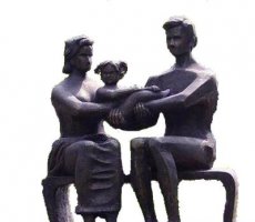 铜雕园林和谐之家人物雕塑