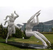 不锈钢抽象跳远人物雕塑