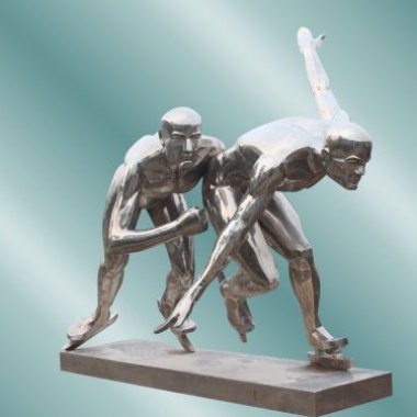 不锈钢抽象滑冰人物雕塑2