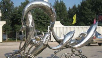 不锈钢动物海豚雕塑