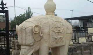 园林景观驮瓶大象石雕