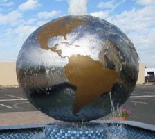 企业不锈钢地球喷泉雕塑