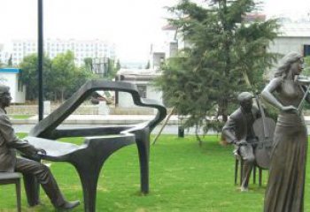 园林演奏乐器的人物景观铜雕