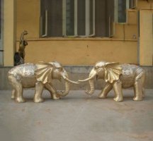 铜雕招财小象-虹锦路大象雕塑