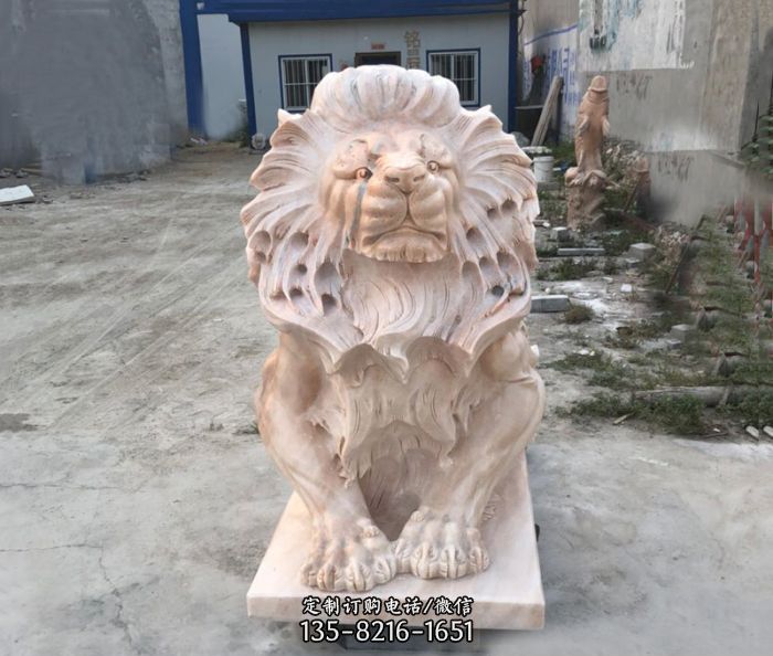 晚霞红西洋欧式狮子石雕图片