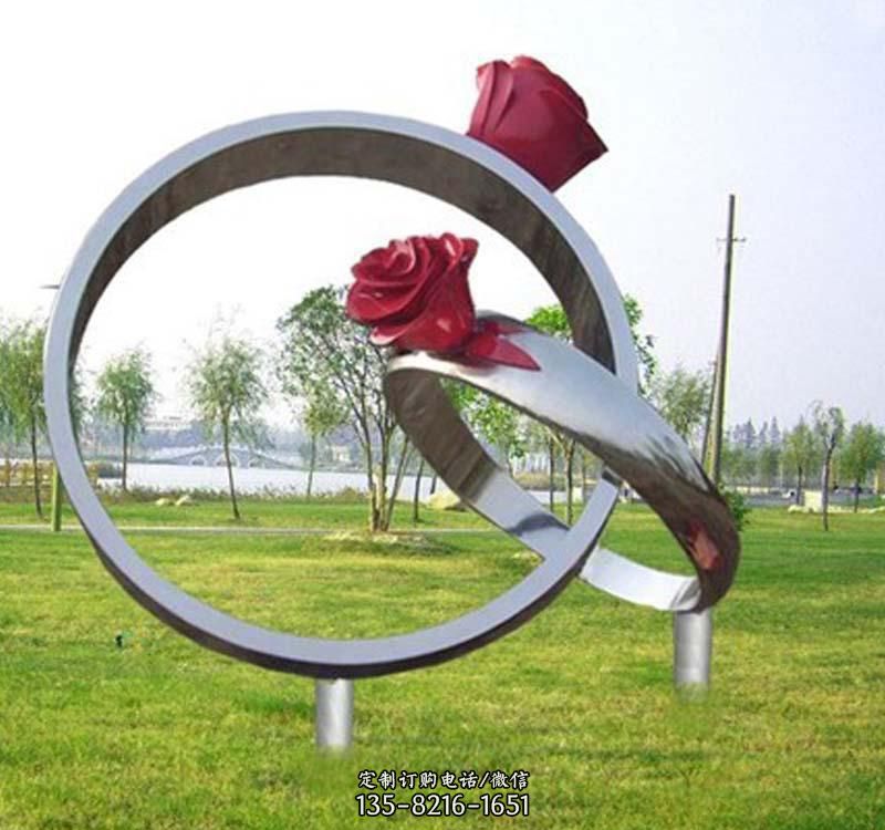 不锈钢玫瑰戒指雕塑