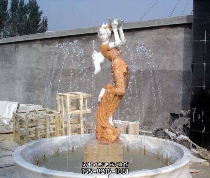 汉白玉西方人物公园石雕喷泉