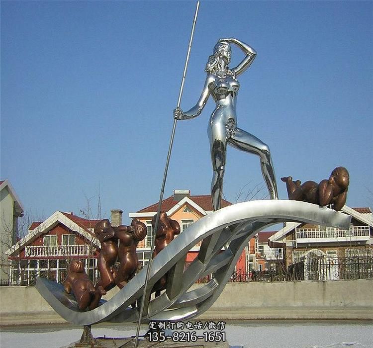 不锈钢艺术运动人物雕塑