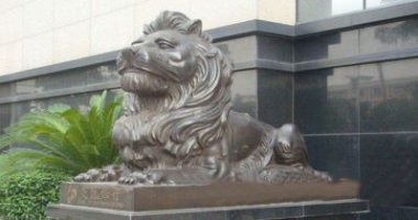 交通银行门口西洋狮子铜雕