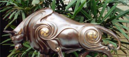 铜雕牛企业门口雕塑