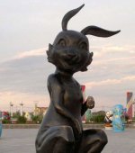 卡通兔子铜雕-幼儿兔子纸浮雕