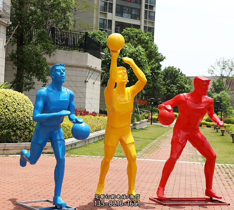 玻璃钢打篮球人物造型雕塑
