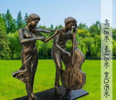 拉大提琴的西方人物铜雕