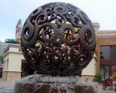 铜雕镂空球喷泉