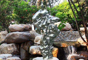 不锈钢太湖石景观雕塑，现代园林镜面景观石摆件