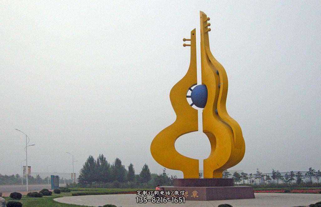广场不锈钢抽象葫芦琵琶雕塑