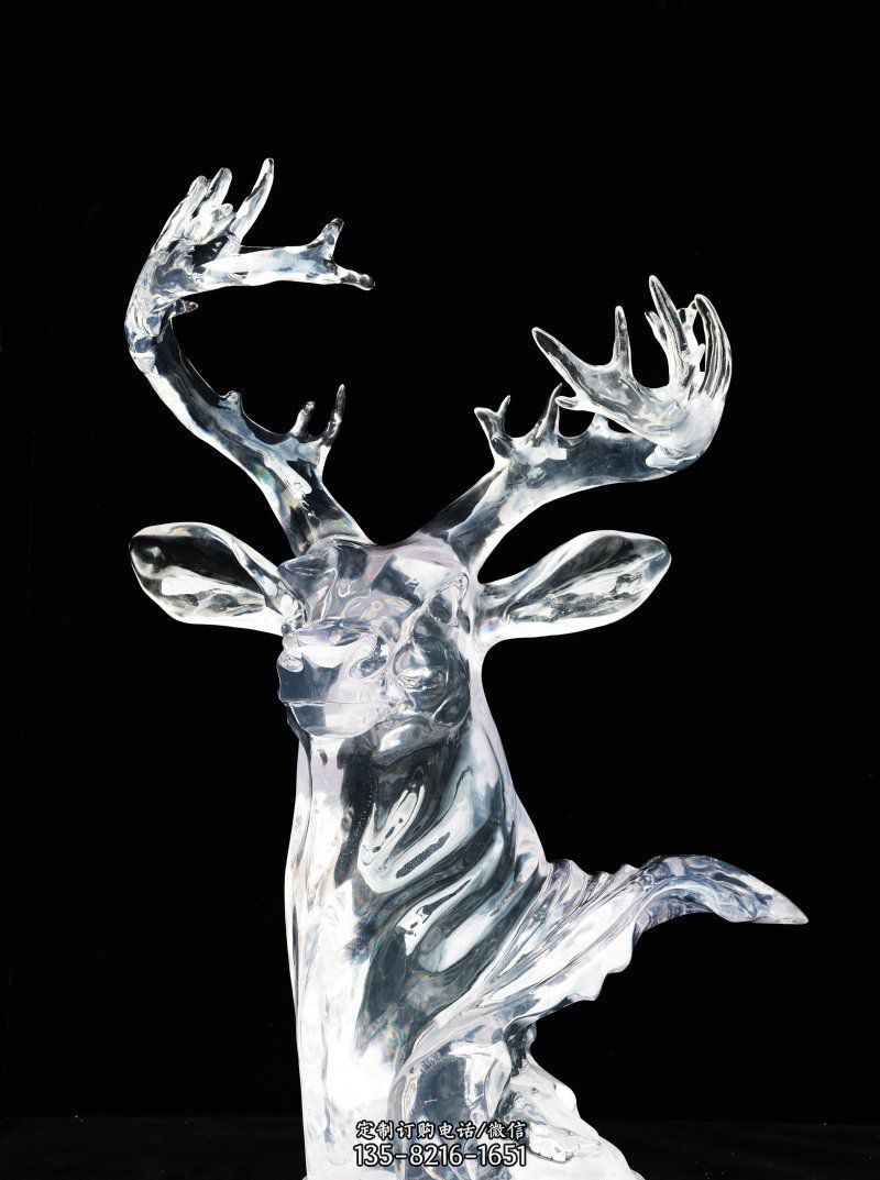 不锈钢驯鹿头像动物雕塑