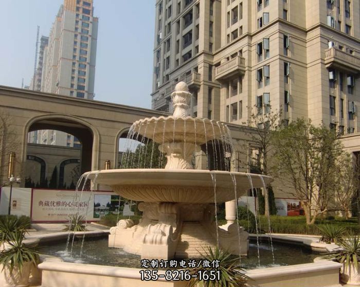 校园景观大型多层喷泉石雕