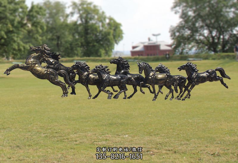 八骏图八匹马群铜雕
