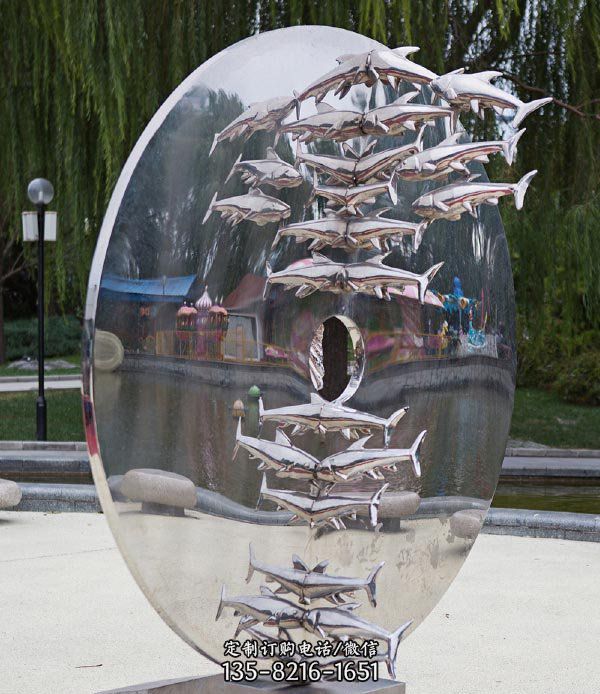 不锈钢鱼群公园景观雕塑