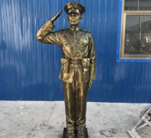 警察铜雕-警察雕像敬礼