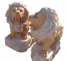 晚霞红欧式西洋狮子雕塑