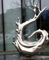 商场不锈钢海豚景观摆件雕塑