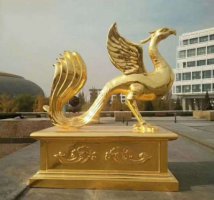 铜雕贴金凤凰-不锈钢广场凤凰雕塑