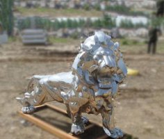 不锈钢公园镜面狮子雕塑