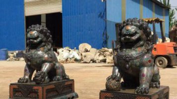 铜雕企业招财狮子雕塑摆件