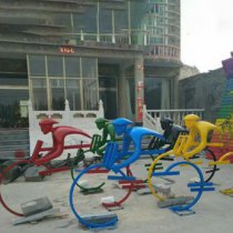 公园不锈钢抽象骑单车的人物雕塑
