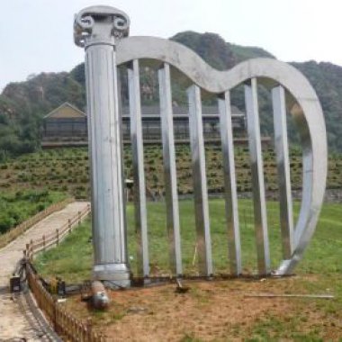 不锈钢公园大型抽象竖琴雕塑