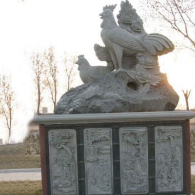 十二生肖鸡公园动物石雕