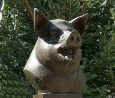 十二生肖猪首铜雕